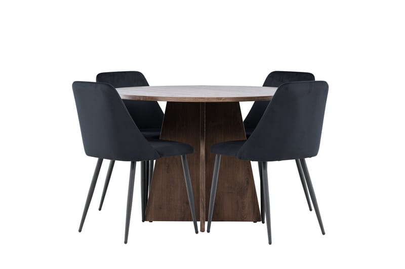 Bootcut Matgrupp 110 cm Rund med 4 Night stolar - Mocca/Svart - Möbler - Bord & matgrupper - Matgrupper