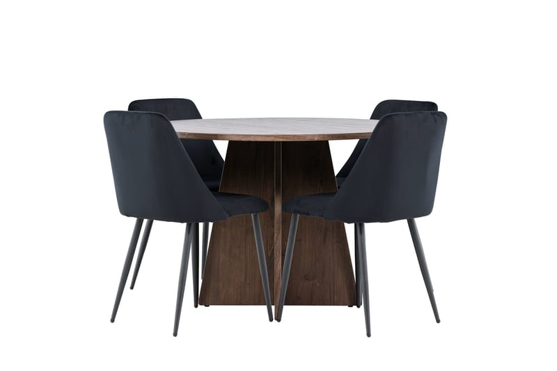 Bootcut Matgrupp 110 cm Rund med 4 Night stolar - Mocca/Svart - Möbler - Bord & matgrupper - Matgrupper