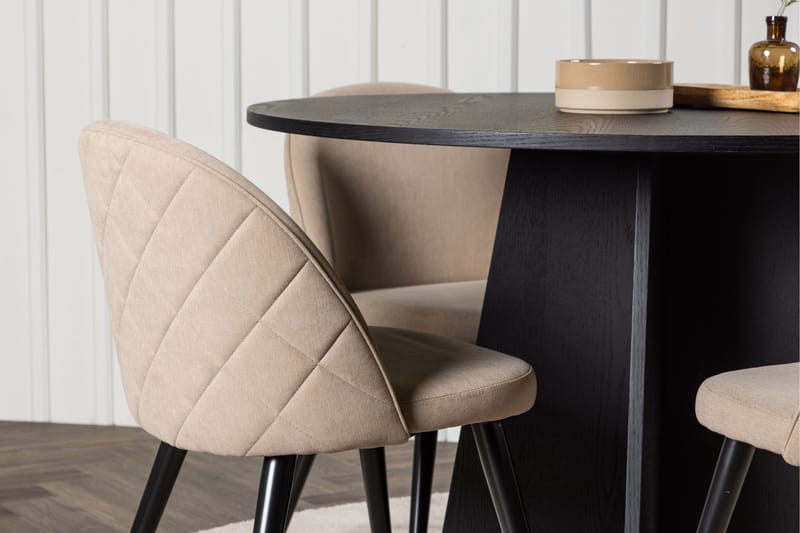Bootcut Matgrupp 110 cm Rund med 4 Velvet stolar - Beige - Möbler - Bord & matgrupper - Matgrupper