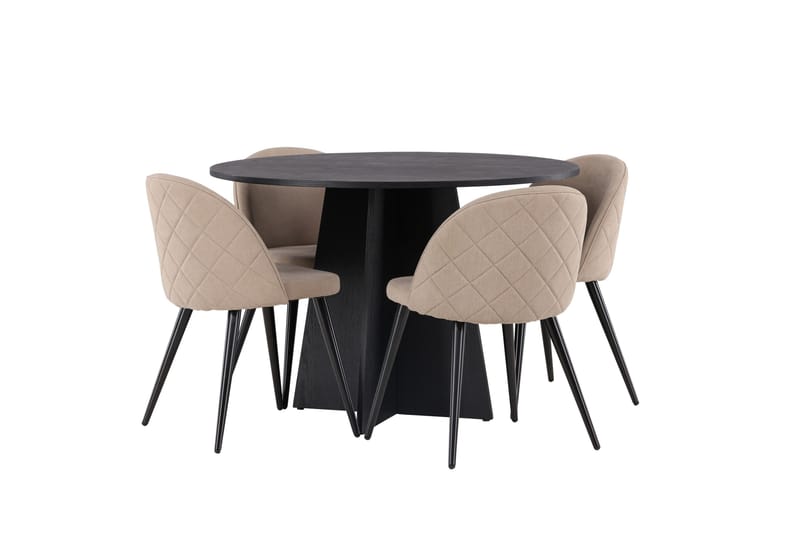 Bootcut Matgrupp 110 cm Rund med 4 Velvet stolar - Beige - Möbler - Bord & matgrupper - Matgrupper