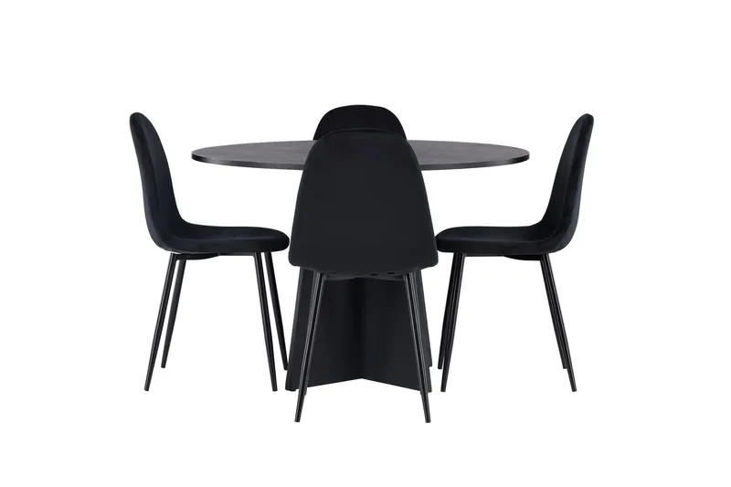 Bootcut Matgrupp 110 cm Rund med 4 Polar stolar, Svart