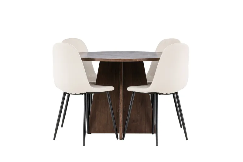 Bootcut Matgrupp 110 cm Rund med 4 Polar stolar - Mocca/Beige - Möbler - Bord & matgrupper - Matgrupper