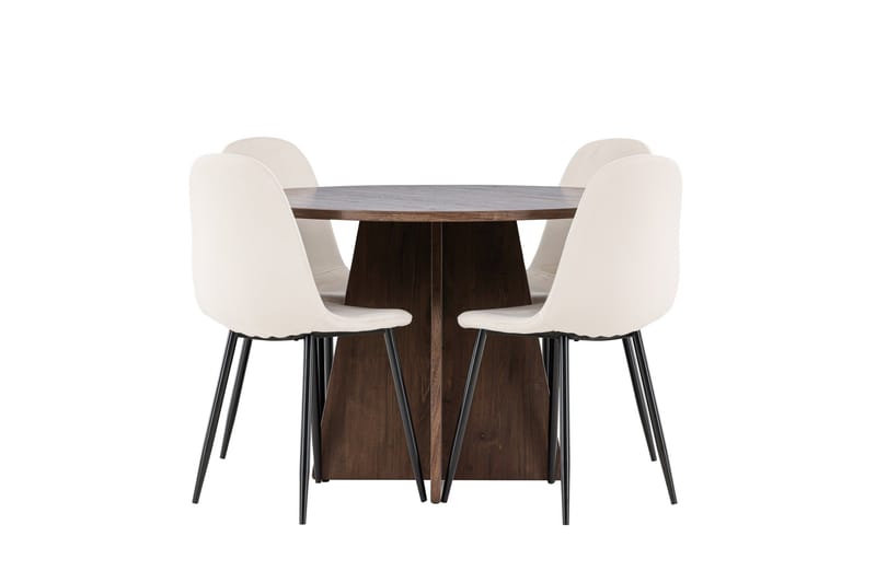 Bootcut Matgrupp 110 cm Rund med 4 Polar stolar - Mocca/Beige - Möbler - Bord & matgrupper - Matgrupper