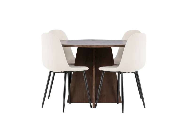 Bootcut Matgrupp 110 cm Rund med 4 Polar stolar, Mocca/Beige