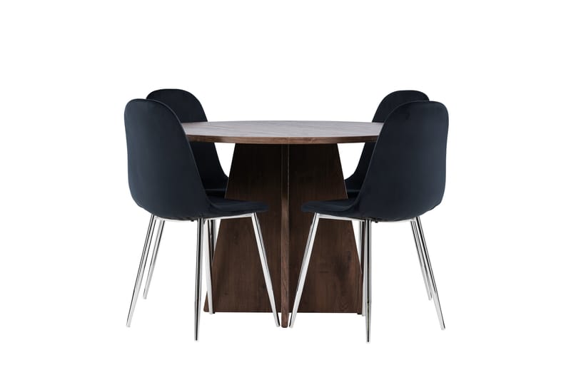 Bootcut Matgrupp 110 cm Rund med 4 Polar stolar - Mocca/Svart - Möbler - Bord & matgrupper - Matgrupper