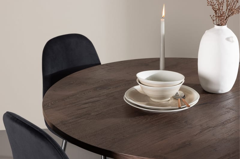 Bootcut Matgrupp 110 cm Rund med 4 Polar stolar - Mocca/Svart - Möbler - Bord & matgrupper - Matgrupper