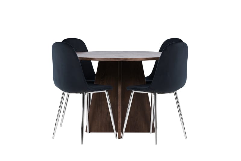 Bootcut Matgrupp 110 cm Rund med 4 Polar stolar - Mocca/Svart - Möbler - Bord & matgrupper - Matgrupper