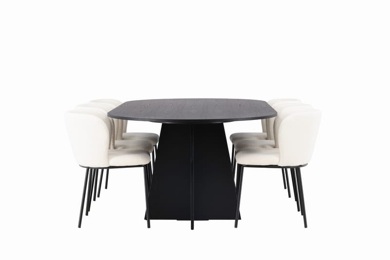 Bootcut Matgrupp 230 cm Oval med 6 Edina Stolar - Svart - Möbler - Bord & matgrupper - Matgrupper
