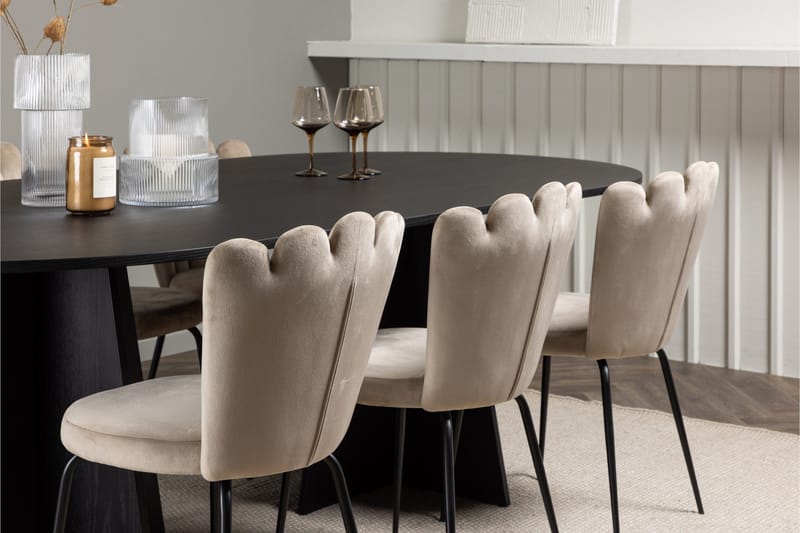 Bootcut Matgrupp 230 cm Oval med 6 Limhamn stolar - Beige - Möbler - Bord & matgrupper - Matgrupper