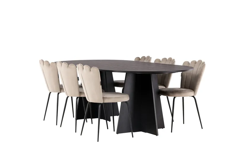 Bootcut Matgrupp 230 cm Oval med 6 Limhamn stolar - Beige - Möbler - Bord & matgrupper - Matgrupper