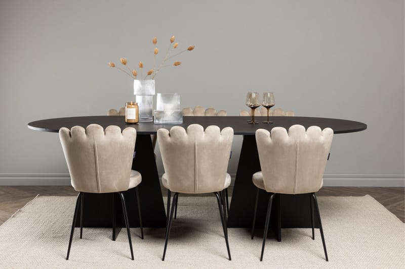 Bootcut Matgrupp 230 cm Oval med 6 Limhamn stolar - Beige - Möbler - Bord & matgrupper - Matgrupper