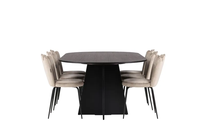 Bootcut Matgrupp 230 cm Oval med 6 Limhamn stolar - Beige - Möbler - Bord & matgrupper - Matgrupper