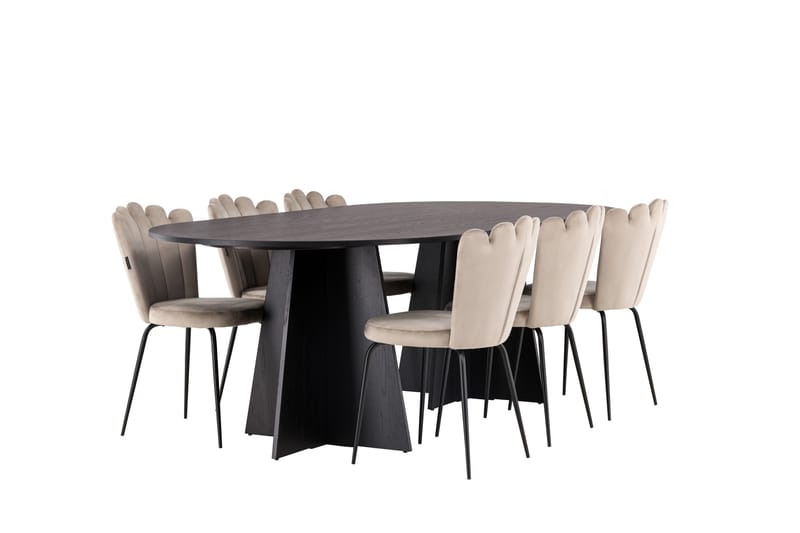 Bootcut Matgrupp 230 cm Oval med 6 Limhamn stolar - Beige - Möbler - Bord & matgrupper - Matgrupper