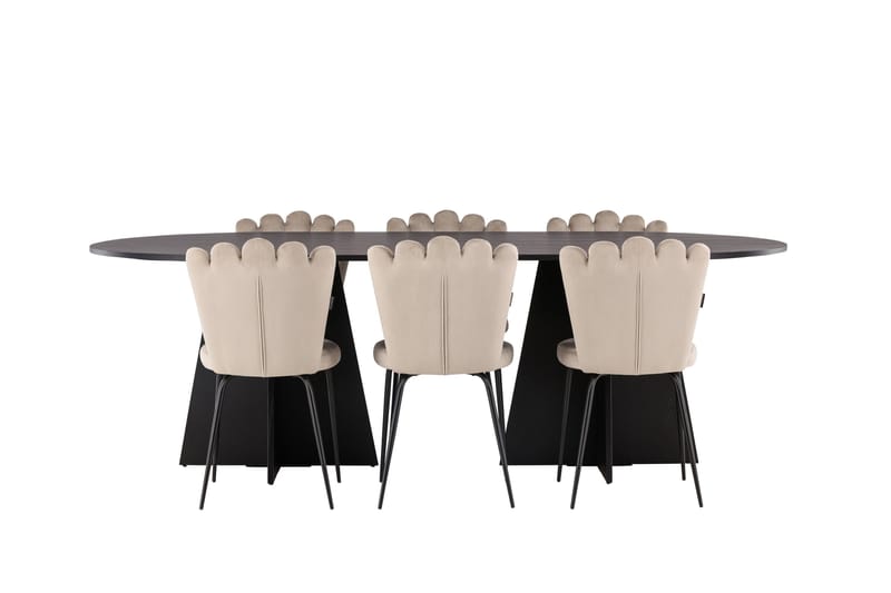 Bootcut Matgrupp 230 cm Oval med 6 Limhamn stolar - Beige - Möbler - Bord & matgrupper - Matgrupper