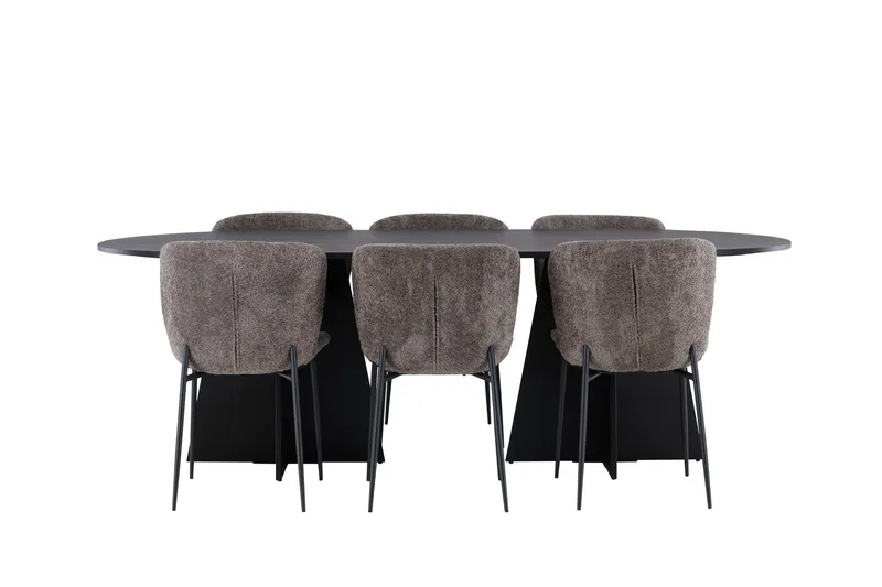 Bootcut Matgrupp 230 cm Oval med 6 Modesto stolar, Beige