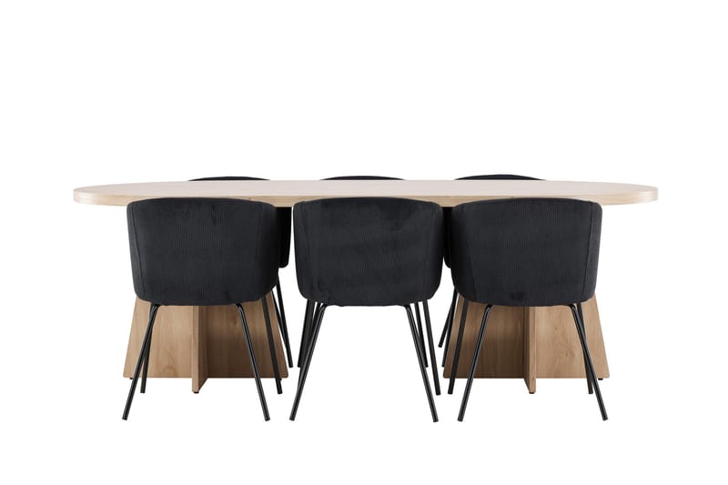 Bootcut Matgrupp 230 cm Rektangulär med 6 Berit stolar - Whitewash/Svart - Möbler - Bord & matgrupper - Matgrupper