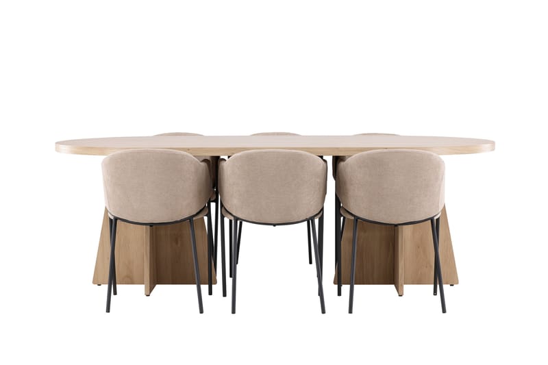 Bootcut Matgrupp 230 cm Rektangulär med 6 Evelina stolar - Whitewash/Beige - Möbler - Bord & matgrupper - Matgrupper