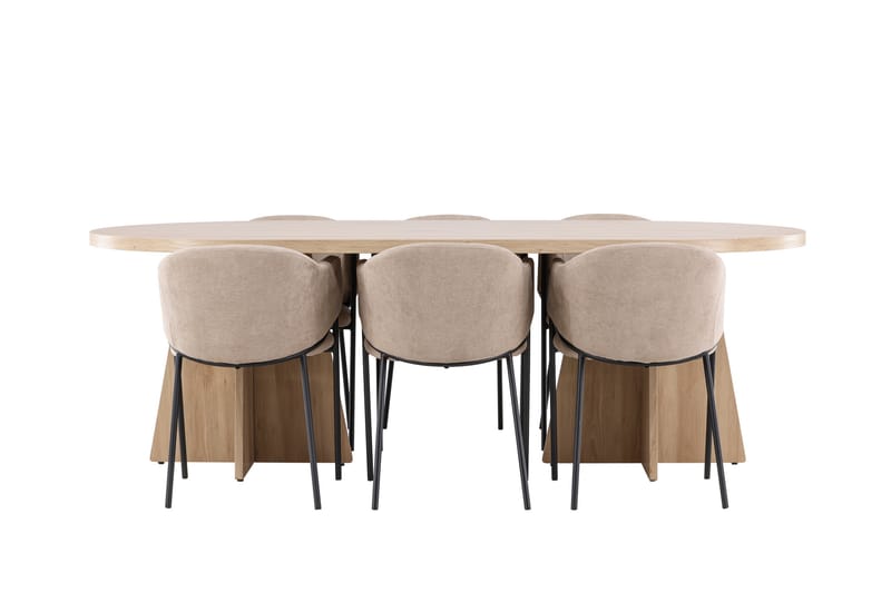 Bootcut Matgrupp 230 cm Rektangulär med 6 Evelina stolar - Whitewash/Beige - Möbler - Bord & matgrupper - Matgrupper