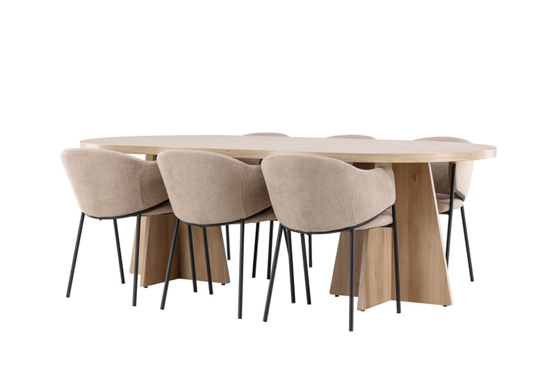Bootcut Matgrupp 230 cm Rektangulär med 6 Evelina stolar - Whitewash/Beige - Möbler - Bord & matgrupper - Matgrupper