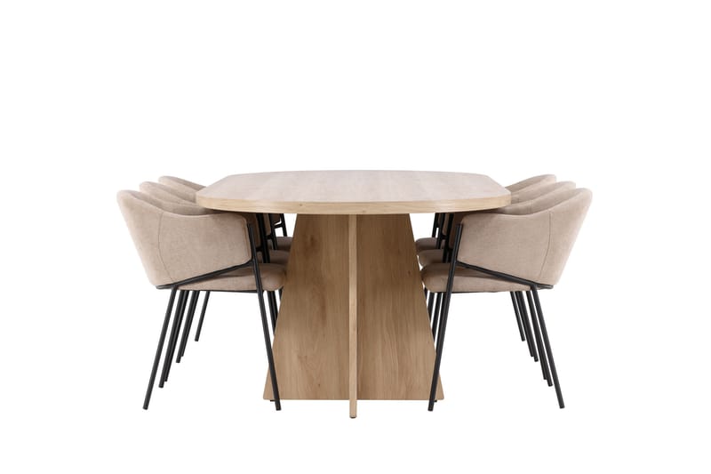 Bootcut Matgrupp 230 cm Rektangulär med 6 Evelina stolar - Whitewash/Beige - Möbler - Bord & matgrupper - Matgrupper