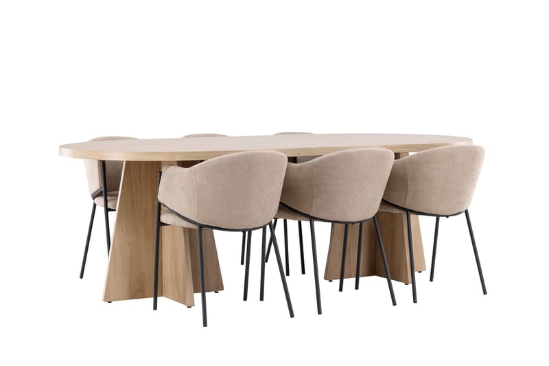 Bootcut Matgrupp 230 cm Rektangulär med 6 Evelina stolar - Whitewash/Beige - Möbler - Bord & matgrupper - Matgrupper