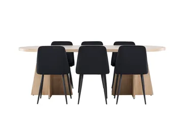 Bootcut Matgrupp 230 cm Rektangulär med 6 Night stolar - Whitewash/Svart - Möbler - Bord & matgrupper - Matgrupper
