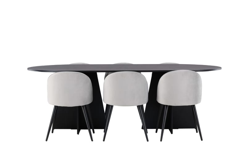 Bootcut Matgrupp 230 cm Rektangulär med 6 Velvet stolar - Svart - Möbler - Bord & matgrupper - Matgrupper