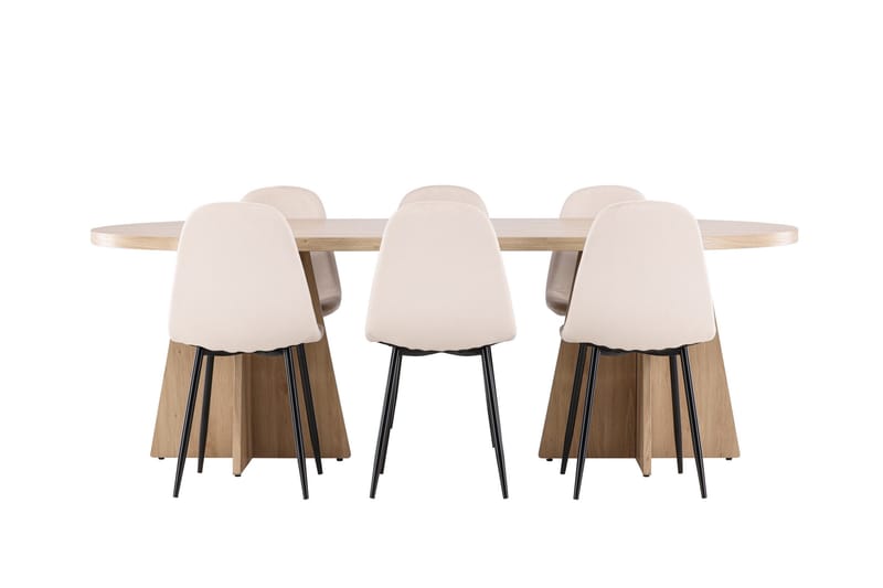 Bootcut Matgrupp 230 cm Rektangulär med 6 Polar stolar - Whitewash/Beige - Möbler - Bord & matgrupper - Matgrupper