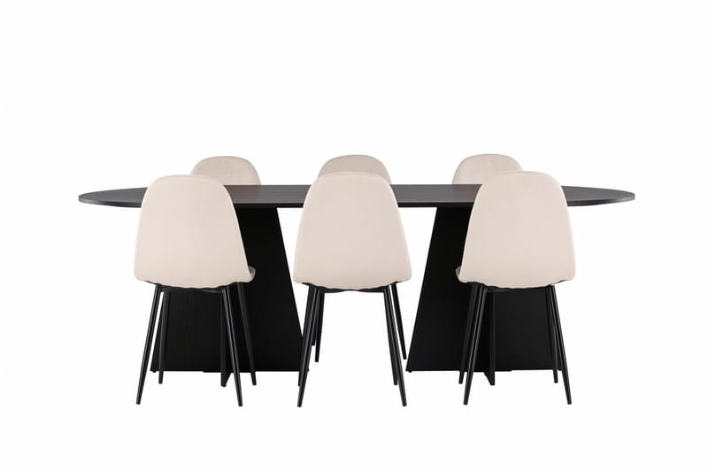 Bootcut Matgrupp 230 cm Rektangulär med 6 Polar stolar, Beige