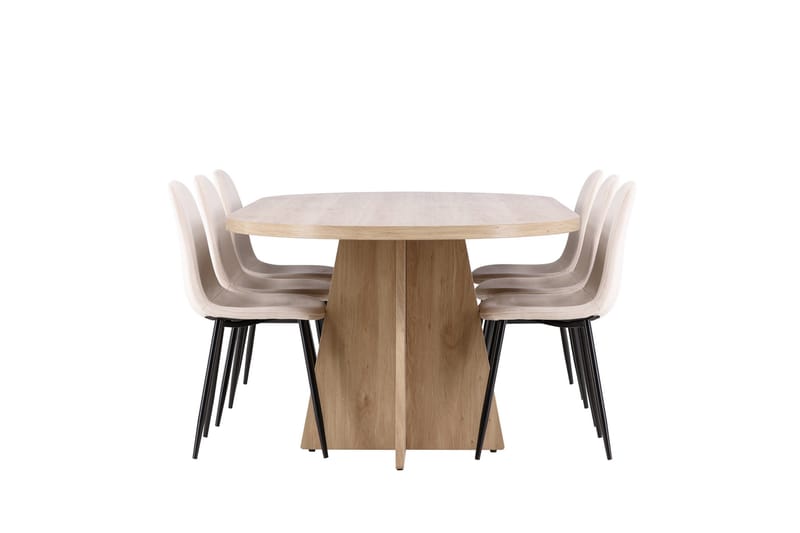 Bootcut Matgrupp 230 cm Rektangulär med 6 Polar stolar - Whitewash/Beige - Möbler - Bord & matgrupper - Matgrupper