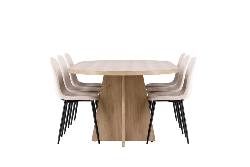 Bootcut Matgrupp 230 cm Rektangulär med 6 Polar stolar - Whitewash/Beige - Möbler - Bord & matgrupper - Matgrupper