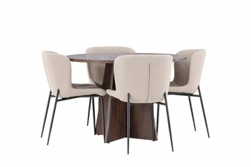 Bootcut Runt Litet Matbord 110 cm med 4 Modesto Matstol - Möbler - Bord & matgrupper - Matgrupper