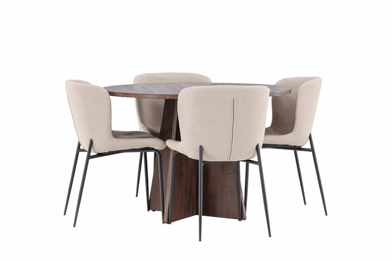 Bootcut Runt Litet Matbord 110 cm med 4 Modesto Matstol - Möbler - Bord & matgrupper - Matgrupper