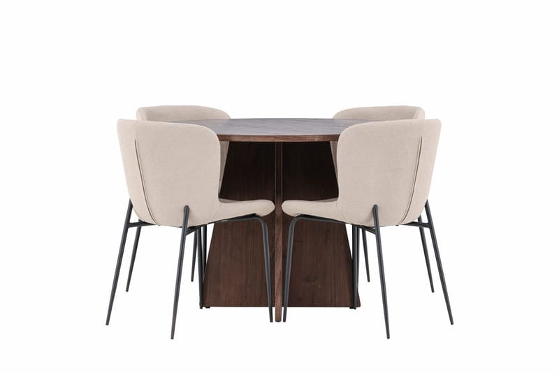 Bootcut Runt Litet Matbord 110 cm med 4 Modesto Matstol - Möbler - Bord & matgrupper - Matgrupper