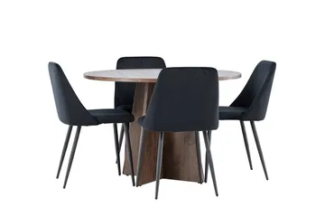 Bootcut Runt Litet Matbord 110 cm med 4 Night Matstol - Möbler - Bord & matgrupper - Matgrupper