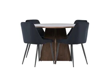 Bootcut Runt Litet Matbord 110 cm med 4 Night Matstol - Möbler - Bord & matgrupper - Matgrupper