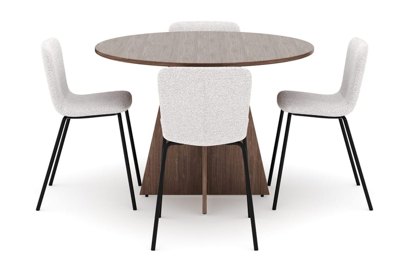 Bootcut Runt Litet Matbord Valnöt 110 cm med 4 Katy Matstolar - Möbler - Bord & matgrupper - Matgrupper
