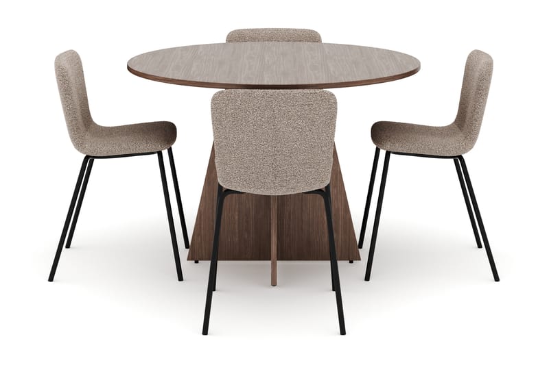 Bootcut Runt Litet Matbord Valnöt 110 cm med 4 Katy Matstolar - Möbler - Bord & matgrupper - Matgrupper