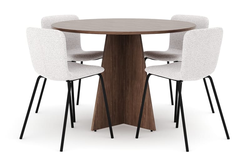 Bootcut Runt Litet Matbord Valnöt 110 cm med 4 Katy Matstolar - Möbler - Bord & matgrupper - Matgrupper