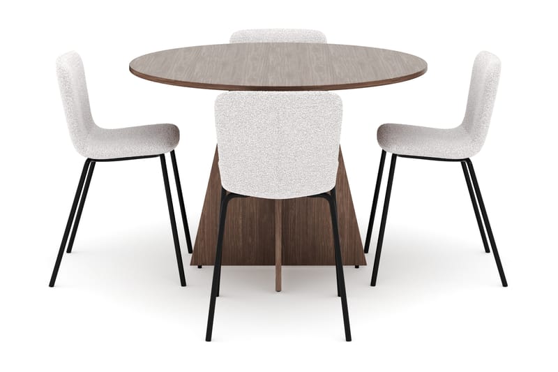 Bootcut Runt Litet Matbord Valnöt 110 cm med 4 Katy Matstolar - Möbler - Bord & matgrupper - Matgrupper