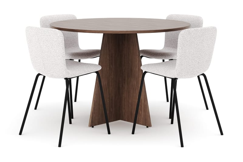 Bootcut Runt Litet Matbord Valnöt 110 cm med 4 Katy Matstolar - Möbler - Bord & matgrupper - Matgrupper