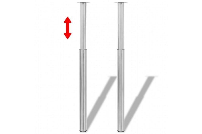 2 Teleskopiska bordsben i borstad nickel 710 mm-1100 mm - Silver - Möbelben - Bordsben