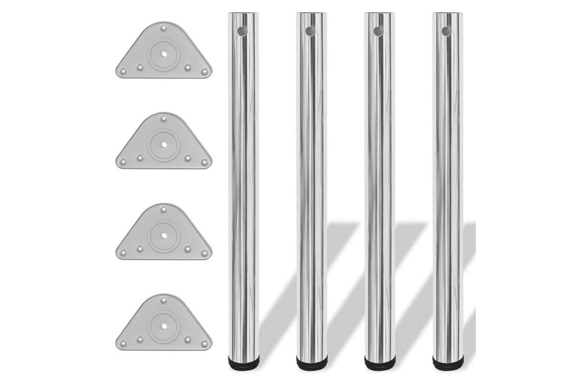 4 Justerbara raka bordsben i krom 710 mm - Silver - Möbler - Bord & matgrupper - Bordstillbehör - Bordsben