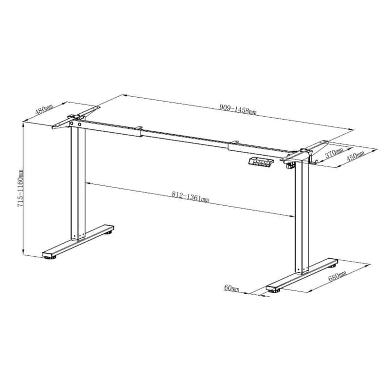 Bordsben Ergo Fit med 1 motor - Svart - Möbler - Bord & matgrupper - Bordstillbehör - Underrede bord