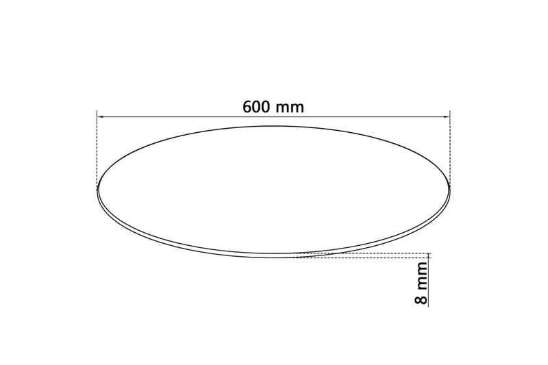 Bordsskiva i härdat glas 600 mm rund - Transparent - Bordsskiva