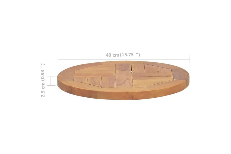 Bordsskiva i massiv teak rund 2,5 cm 40 cm - Brun - Möbler - Bord & matgrupper - Bordstillbehör - Bordsskiva