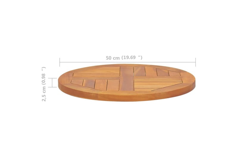 Bordsskiva i massiv teak rund 2,5 cm 50 cm - Brun - Möbler - Bord & matgrupper - Bordstillbehör - Bordsskiva