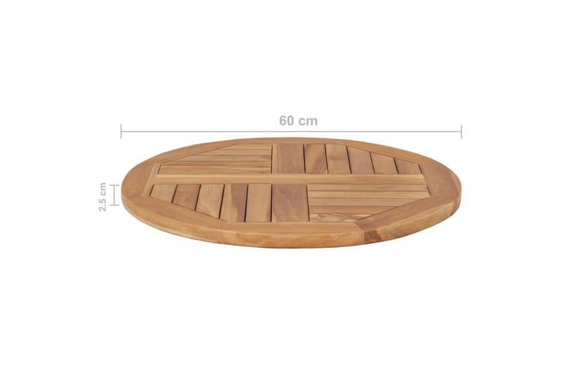Bordsskiva i massiv teak rund 2,5 cm 60 cm - Brun - Möbler - Bord & matgrupper - Bordstillbehör - Bordsskiva