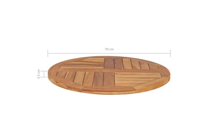Bordsskiva i massiv teak rund 2,5 cm 70 cm - Brun - Möbler - Bord & matgrupper - Bordstillbehör - Bordsskiva