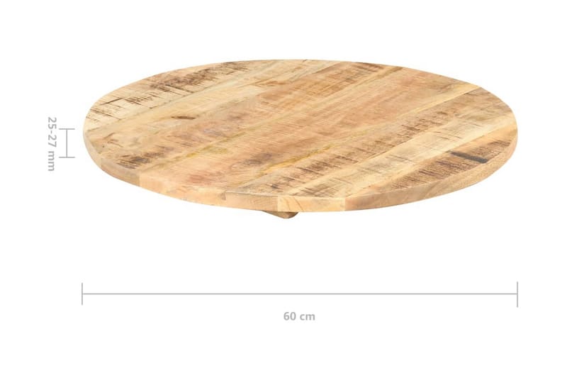 Bordsskiva i massivt mangoträ rund 25-27 mm 60 cm - Brun - Möbler - Bord & matgrupper - Bordstillbehör - Bordsskiva